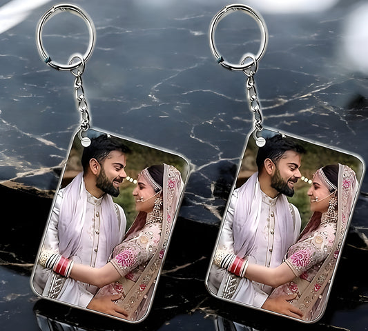 Custom MDF Rectangle Keychain – Set of 2 Personalised Name or Photo Keychains